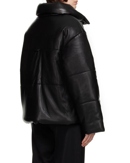 Nanushka Black Hide High-Neck Puffer Jacket