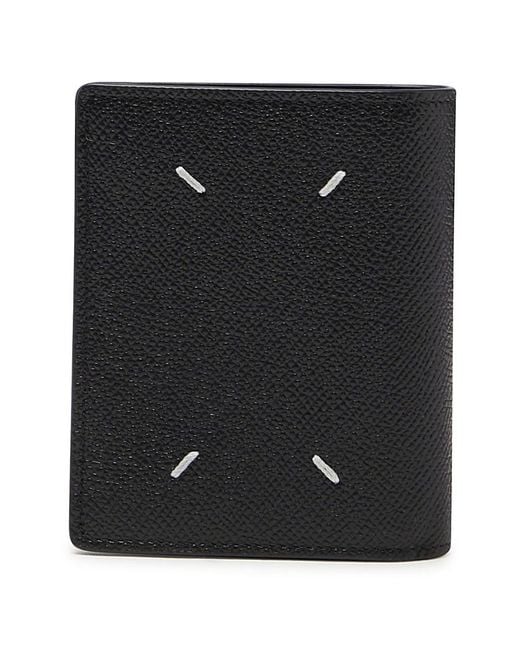 Maison Margiela Black Stitching Detailed Foldover Wallet