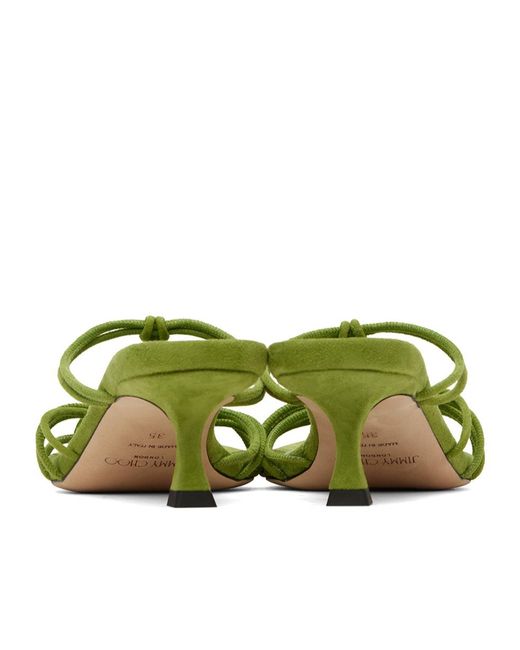 Jimmy Choo Green Jemma 50 High-Heeled Sandals