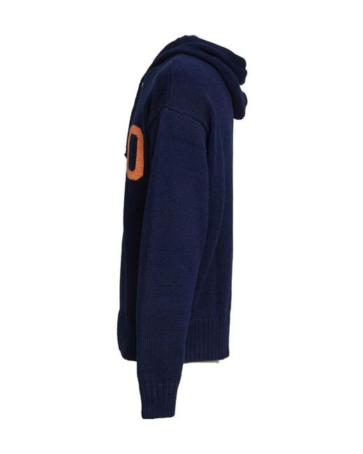 Polo Ralph Lauren Blue Hooded Drawstring Jumper for men