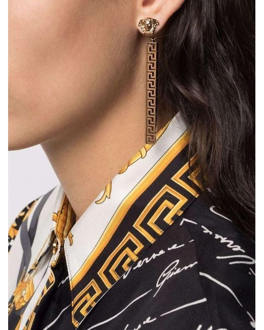 Versace Metallic Medusa-Head Greca Earrings