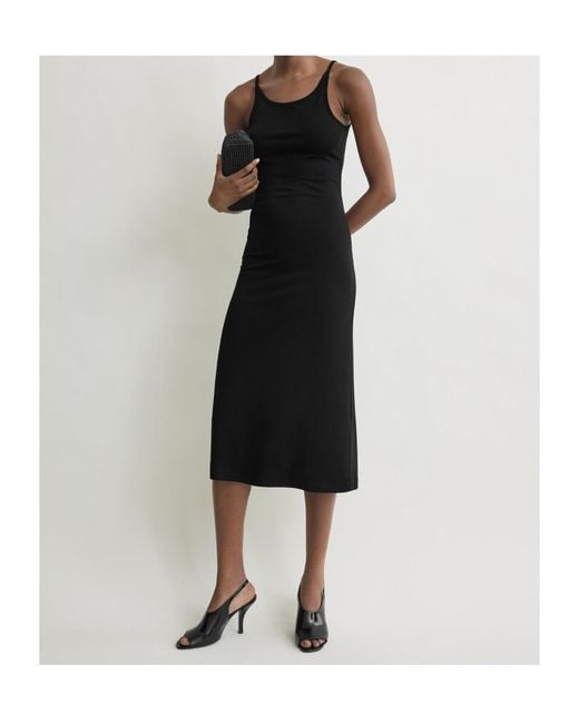 Totême Black Fluid Slip Midi Dress