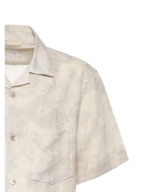 Eleventy White Floral Jacquard Short-Sleeve Shirt for men
