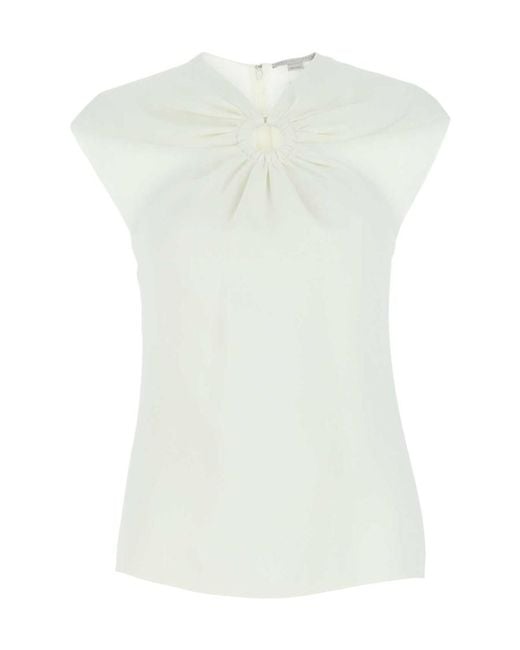 Stella McCartney White Petal Crochet Compact Crepe Shirt
