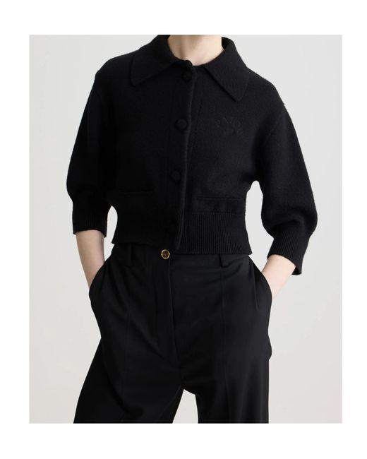 Patou Black Buttoned-Up Wool Cardigan