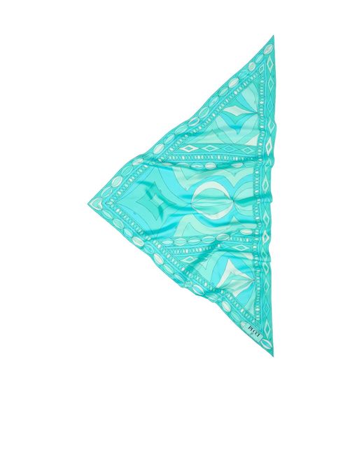 Emilio Pucci Blue Collane Print Triangle Silk Scarf