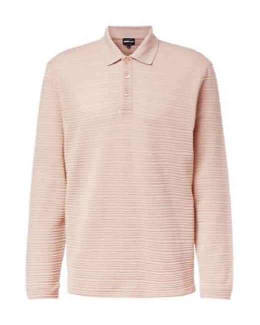 Giorgio Armani Pink Striped Polo Sweater for men