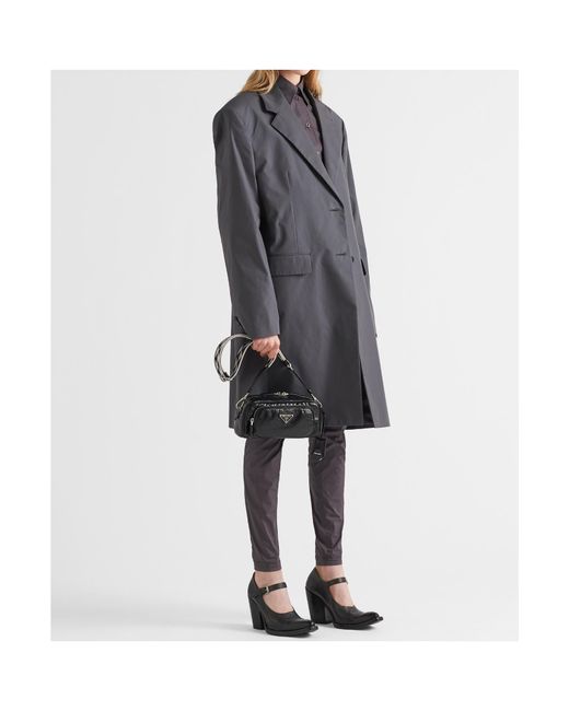Prada Black Logo Plaque Zipped Shoulder Bag