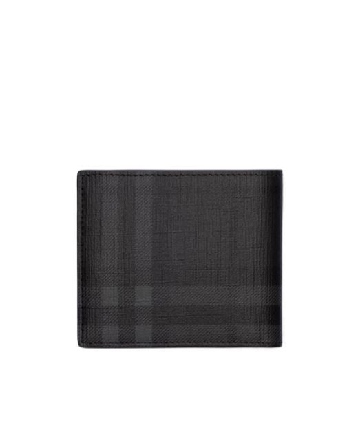 Burberry Black City Check Bifold Wallet for men