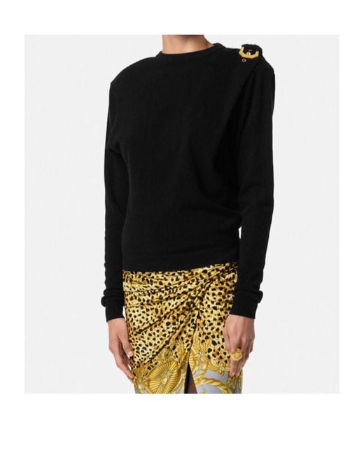 Versace Black Wool Buckle Sweater