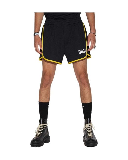 DSquared² Black Logo-Print Track Shorts for men