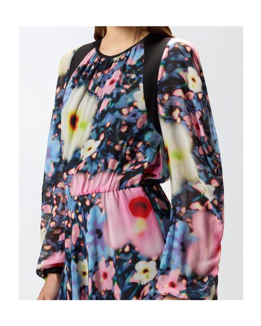 Pinko Blue Agretti Floral-Print Mini Dress