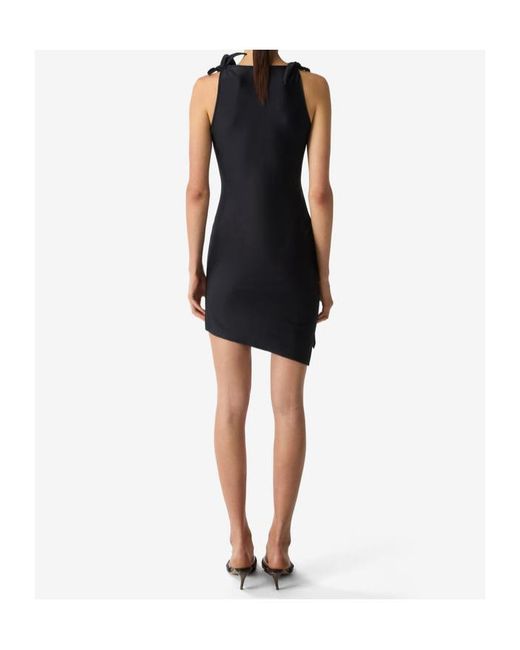 Coperni Black Asymmetric Flower Mini Dress