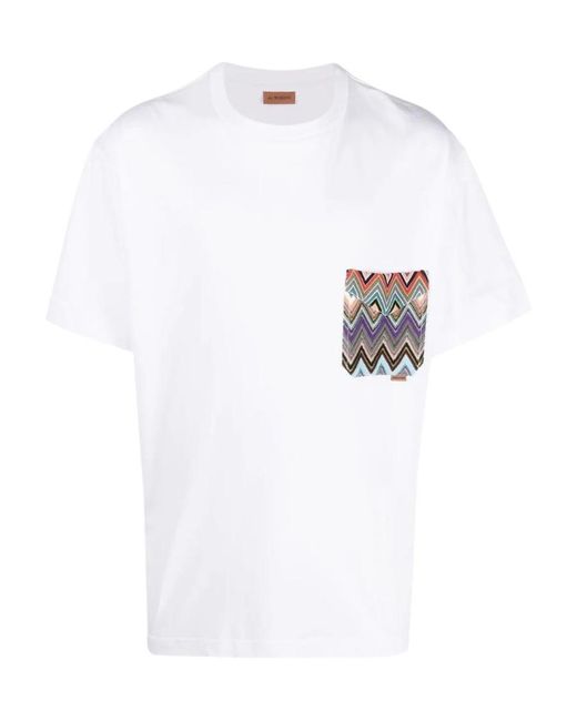 Missoni White Short-Sleeved Crewneck T-Shirt for men