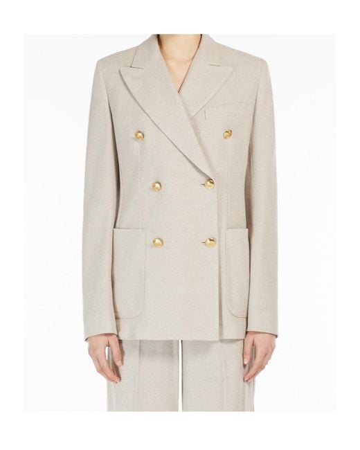 Max Mara White Double-Breasted Long-Sleeved Jacket