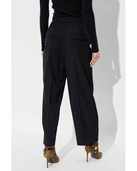 Balmain Black Pleated Grain De Poudre Trousers