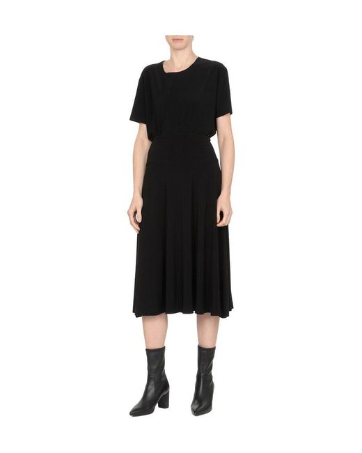 Norma Kamali Black Elastic Waist Midi Skirt