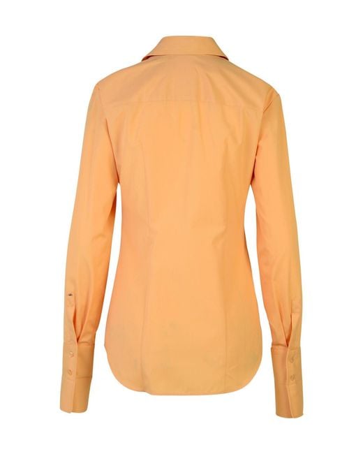 Sportmax Orange Buttoned Long-Sleeved Shirt