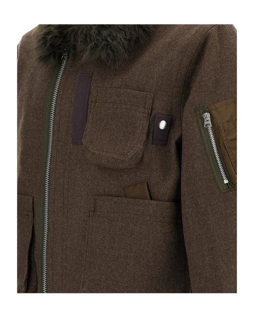 Sacai Brown Long-Sleeve Casual Jacket for men