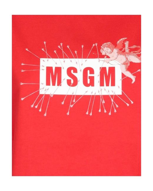 MSGM Red Logo Short-Sleeved T-Shirt