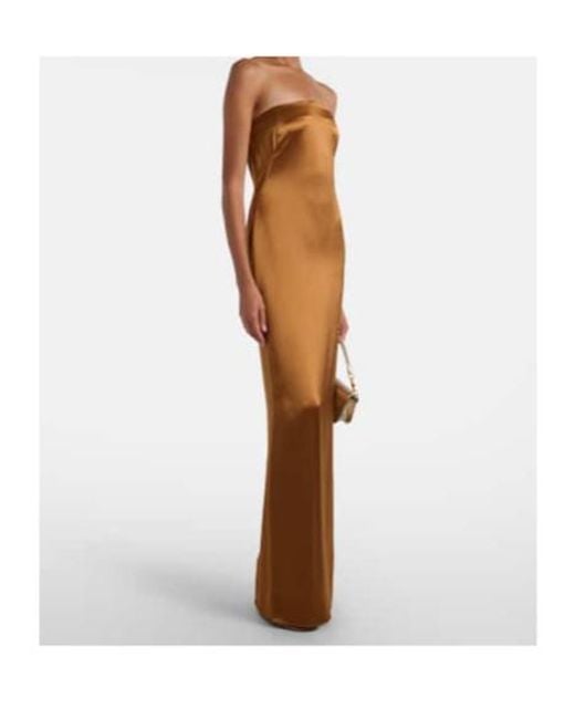 Galvan Brown Satin Bustier Gown