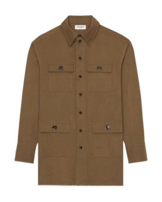 Saint Laurent Brown Belted Buttoned Coat
