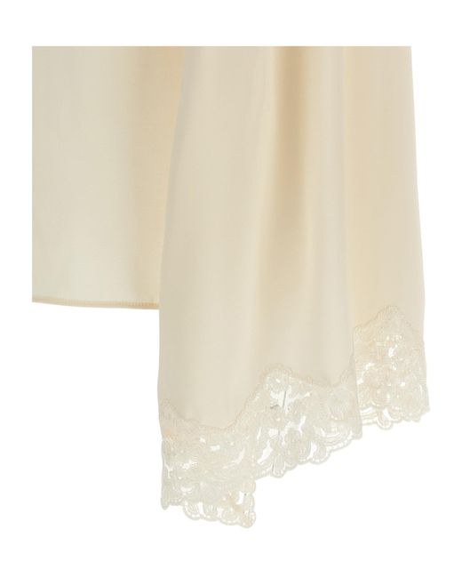 Alberta Ferretti White Cape Sleeved Satin Blouse