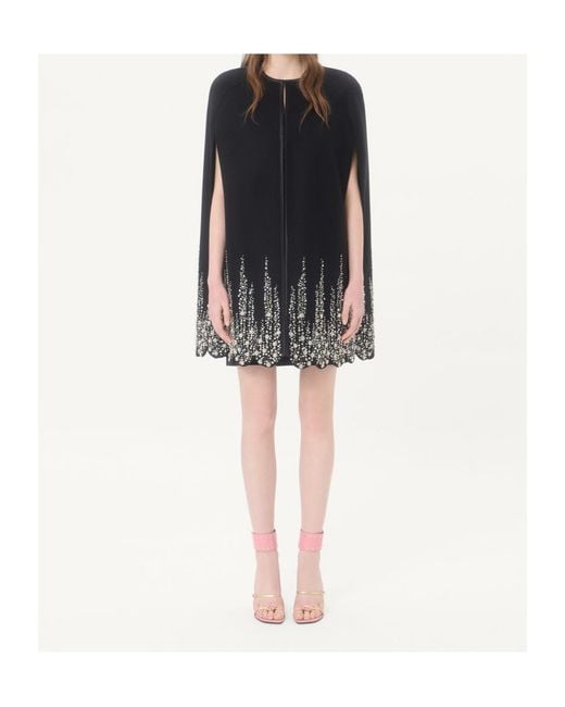 Valentino Black Embroidered Compact Drap Cape