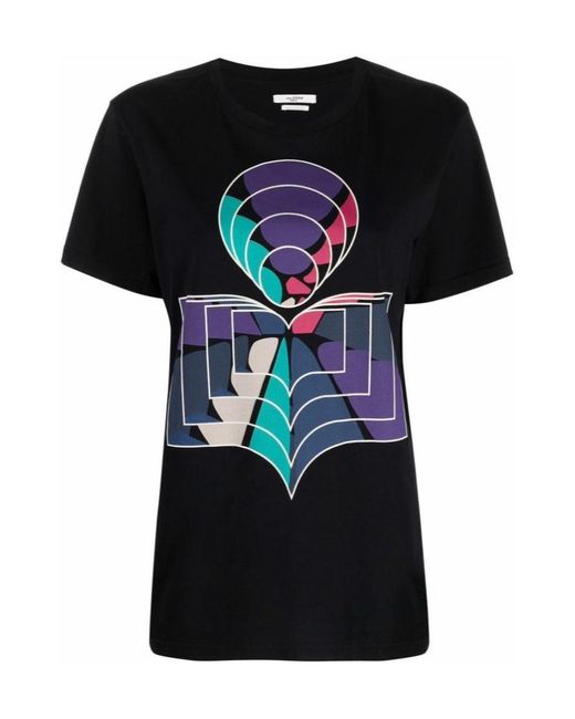 Isabel Marant Black Logo-Print Organic-Cotton T-Shirt