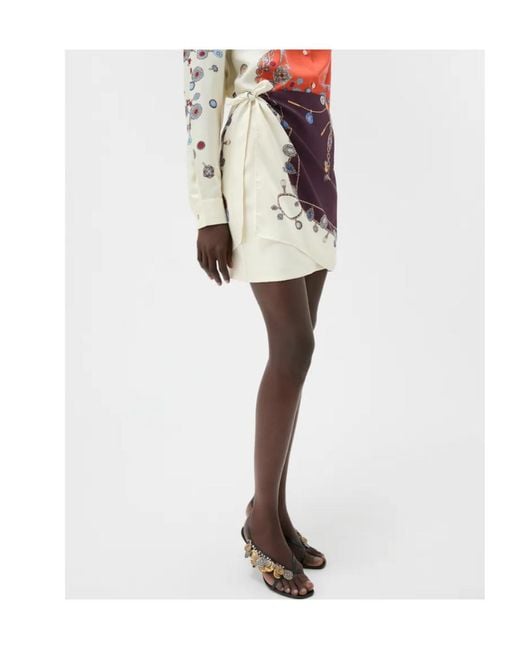 Versace Purple Graphic-Print Wrap Skirt