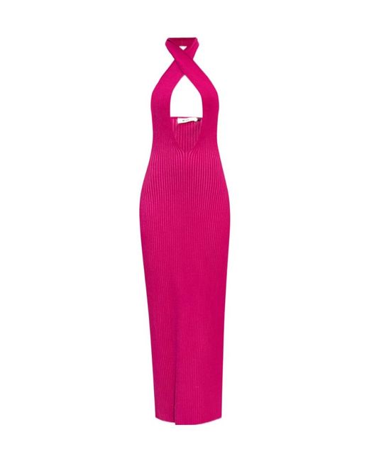 M I S B H V Pink Cut-Out Detail Long Dress