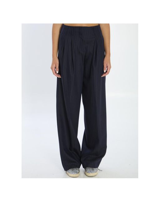 Golden Goose Deluxe Brand Blue Wide-Leg Striped Pants