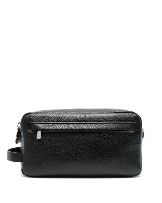 Brunello Cucinelli Black Leather Toiletry Bag for men
