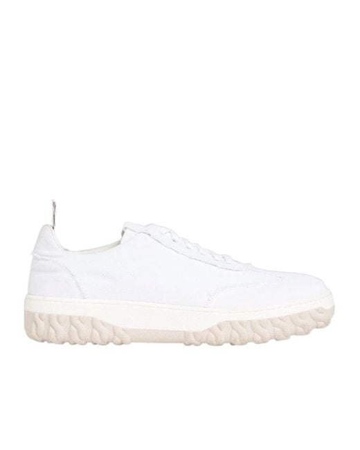Thom Browne White Frayed Edge Low-Top Sneakers for men