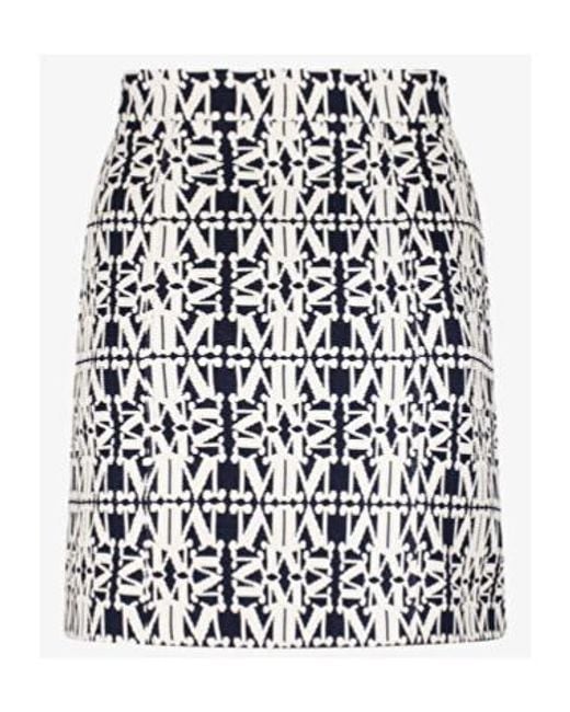 Max Mara White All-Over Logo Patterned Skirt