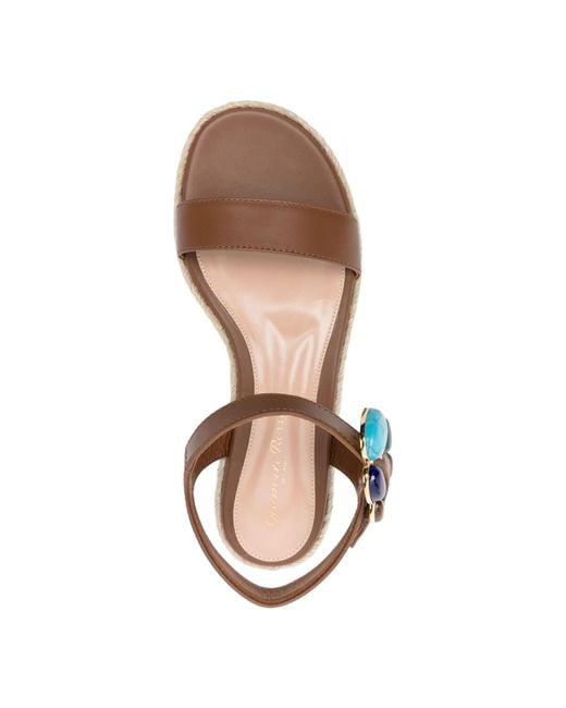 Gianvito Rossi Multicolor Straw Thick Sole Sandals