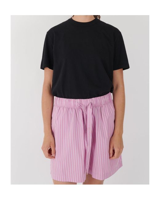 Tekla Pink Striped Pajama Shorts for men