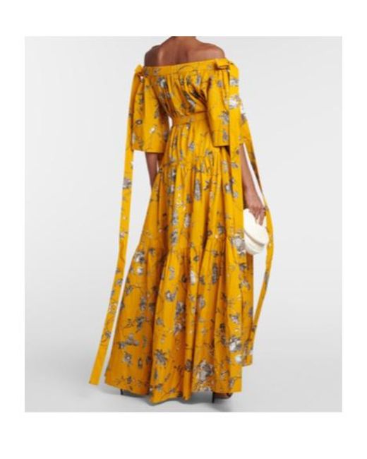 Erdem Yellow Floral Cotton Maxi Dress