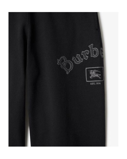 Burberry Black Gothic Logo Cotton Jogging Pants for men
