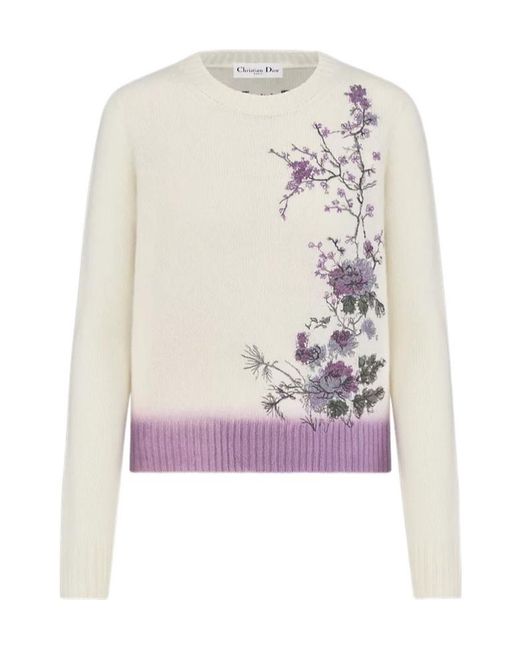 Dior White Embroidered Sweater
