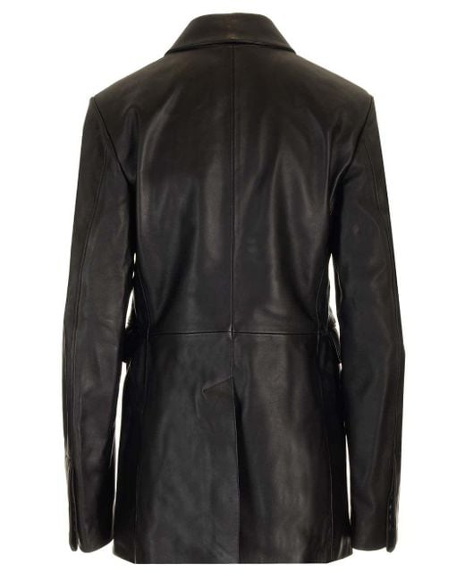 Loulou de Saison Black Benetra Double Breasted Leather Jacket