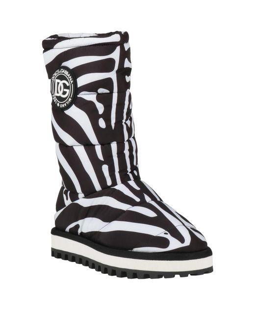 Dolce & Gabbana Black Striped Short Boots