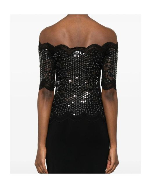 Rabanne Black Sequin Lace Top