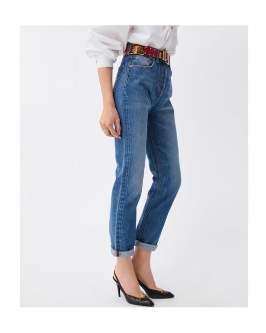 Versace Blue High Waist Straight Jeans