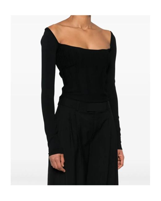 Mugler Black Boning-Detail Sweater