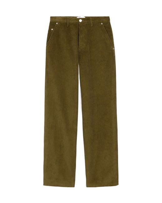 AMI Green Wide-Leg Corduroy Trousers for men
