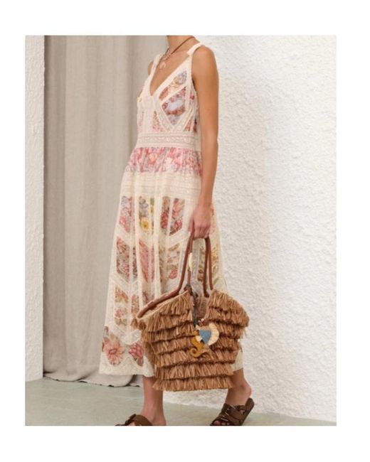 Zimmermann Natural Spliced Print Daylight Slip Dress