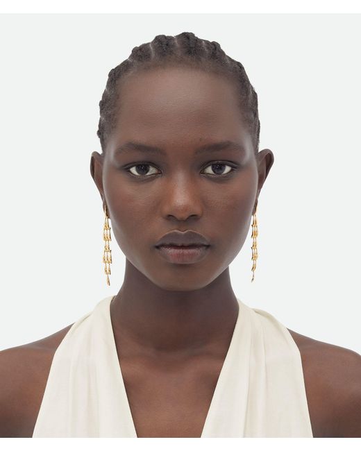 Bottega Veneta Metallic Sardine Shaped Earrings