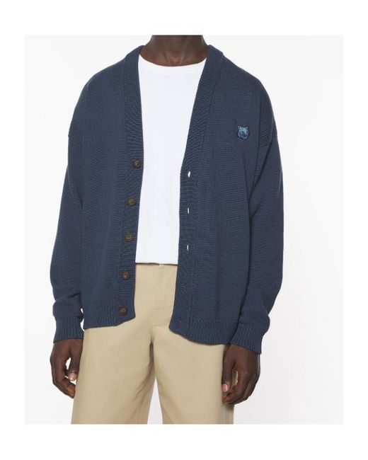 Maison Kitsuné Blue Maison Kitsuné Bold Fox Head Patch Comfort Cardigan for men