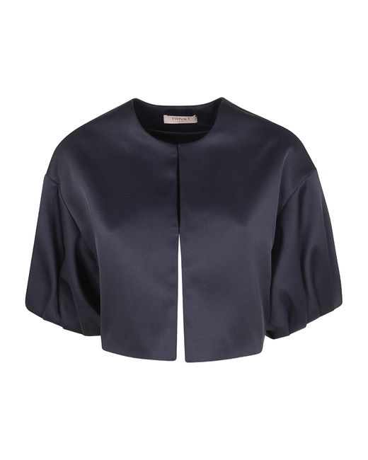 Twinset Blue Duchesse Cropped Jacket
